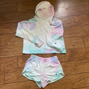 Champion 2 piece tye-dye sweat suit